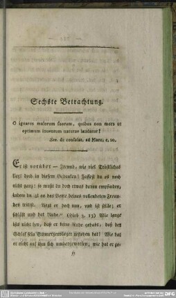 Sechste Betrachtung