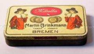 Blechdose für 50 Gramm "Medalla Martin Brinkmann TABAK = FABRIK BREMEN"