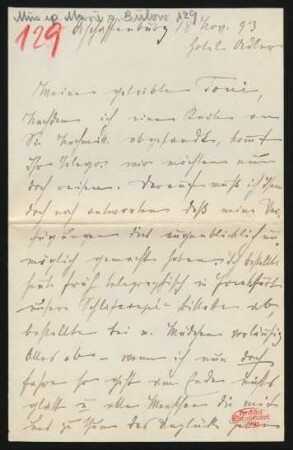 Brief an Toni Petersen : 18.11.1893