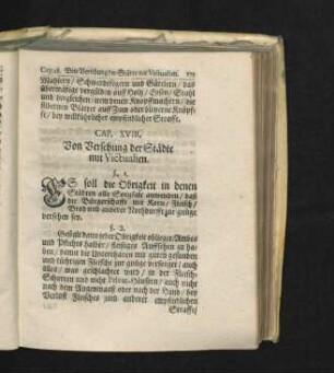Cap. XVIII. Von Versehung der Städte mit Victualien.