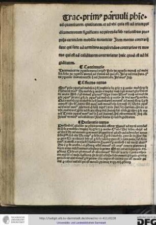 Continuatio: determinat de comparatione motuum tripliciter, primo de comparatione motuum ad mobilia...