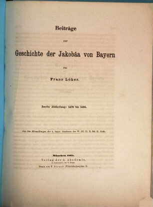 Beiträge zur Geschichte der Jakobäa von Bayern, 2
