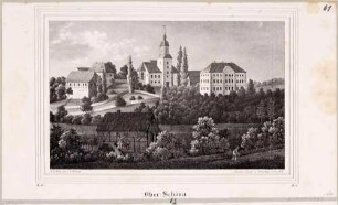 Ortsansicht von Oberschöna in Mittelsachsen mit Kirche, aus Sachsens Kirchen-Galerie von Hermann Schmidt, 1838, Bd. 2