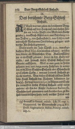 IX. Das berühmte Berg-Schloß Anhalt