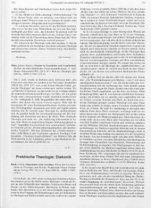 173-175 [Rezension] Bach, Ulrich, Getrenntes wird versöhnt
