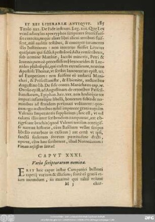 Caput XXXI. Varia sripturarum nomina.
