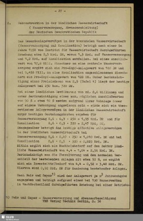 2. Rekonstruktion in der ländlichen Wasserwirtschaft (Wasserversorgung, Abwasserableitung) der Deutschen Demokratischen Republik