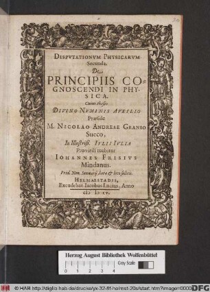 Disputationum Physicarum Secunda. De Principiis Cognoscendi In Physica