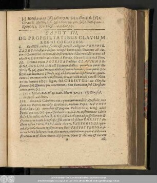 Caput III. De Proprietatibus Clavium Regni Coelorum.