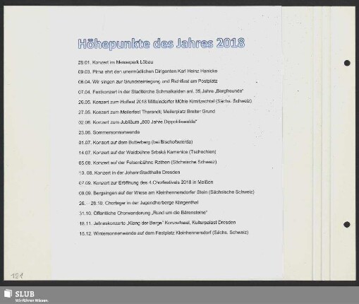 Höhepunkte des Jahres 2018