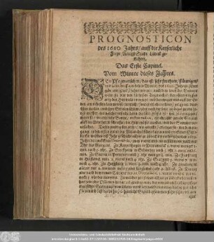 Prognosticon des 1610. Jahrs/ auff die Keyserliche Freye ReichßStadt Lübeck gerichtet.