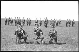 Oschatz. K.S. 1.Ulanen-Regt. No. 17 - Aussuch. ein. Feuerstellung