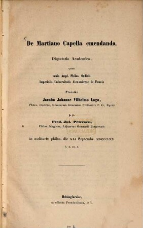 De Martiano Capolla emendando : Disputatio academica