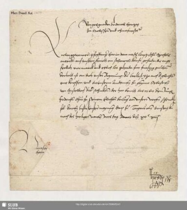 Brief Kurfürst Friedrich III. von Sachsen an Johann von Dolzig. Torgau, 04.01.1513