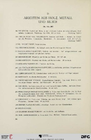 D. Arbeiten aus Holz, Metall und Silber (Nr. 192-257)