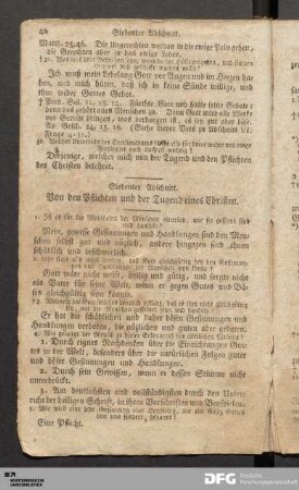 Siebenter Abschnitt. Von den Pflichten und der Tugend eines Christen.
