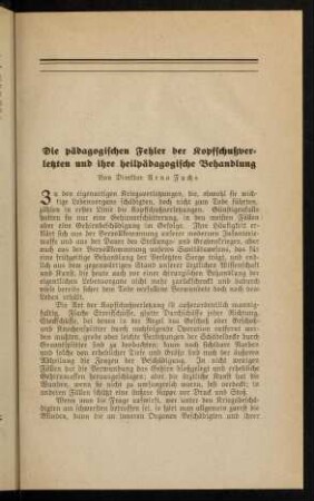 9-31, Die pädagogischen Fehler bei Kopfschußverletzungen und ihre heilpädagogische Behandlung