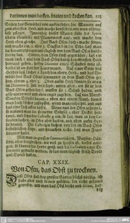 Cap. XXIX. Von Ofen, das Obst zu trocknen