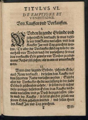 Titulus VI. De Emptione Et Venditione.