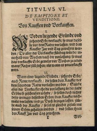Titulus VI. De Emptione Et Venditione.