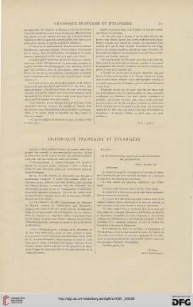 Chronique française et étrangère