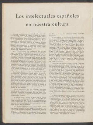 Los intelectuales españoles en nuestra cultura