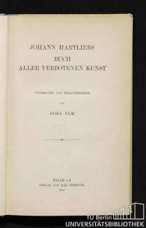 Johann Hartliebs Buch aller verbotenen Kunst