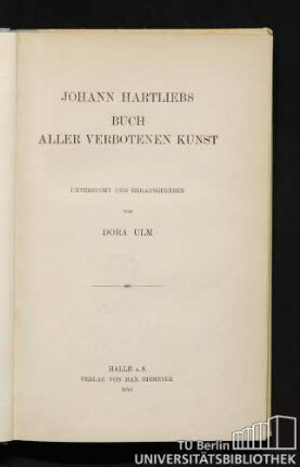 Johann Hartliebs Buch aller verbotenen Kunst