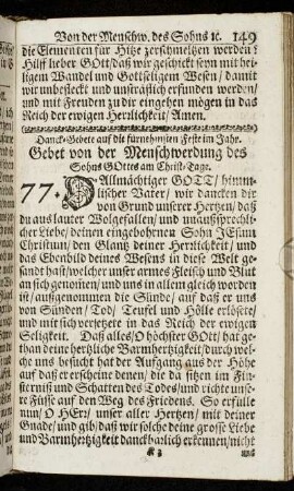 Danck-Gebete auf die fürnehmten Feste im Jahr.