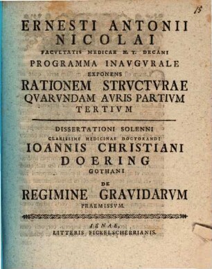 Programma inaug., exponens rationem structurae quarundam auris partium, III.