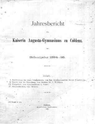 Beschreibung des neuen Schulgebäudes