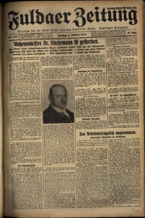 Ausgabe vom Freitag, den 04. Oktober 1929.