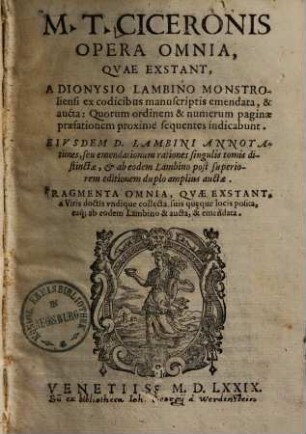 M. T. Ciceronis opera omnia, quae extant, 1. Rhetorica