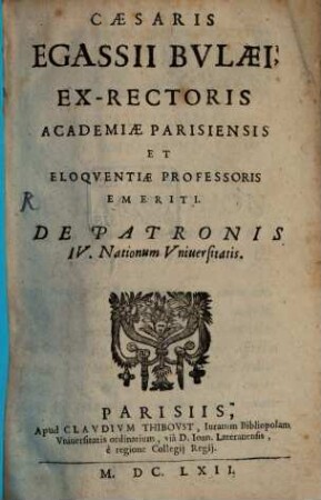 De Patronis IV. Nationum Universitatis