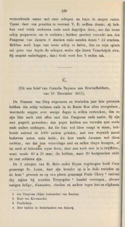 C. (Uit een brief van Cornelis Buysero aan Bewindhebbers, van 18 December 1617)
