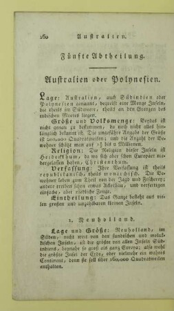 Fünfte Abtheilung. Australien oder Polynesien