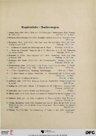 Kupferstiche/Radierungen (Nr. 1-69)