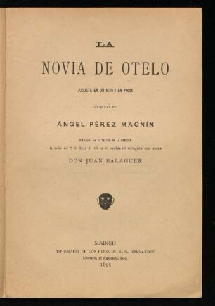 La novia de Otelo : juguete en un acto y en prosa