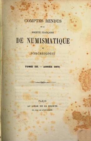 Comptes rendus de la société française de numismatique et d'archéologie, III