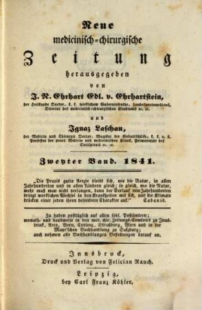 Neue medicinisch-chirurgische Zeitung. 1841,2, 1841, 2