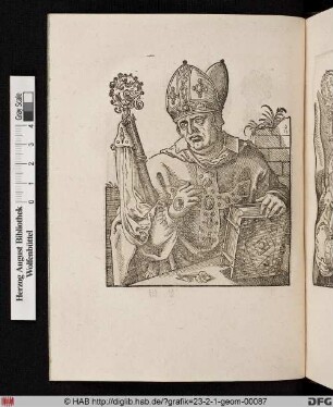 Bischof, ein Buch haltend