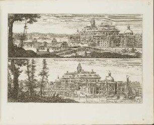 Kupferstich: Regiae arcis Drottningholmensis Palatij facies a parte orientali / Facies Palatij Drottningholmensis à parte occidua