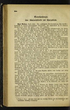 Correspondenzen über Schulverhältnisse und Schulzustände