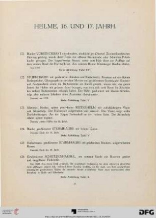 Helme, 16. und 17. Jahrh.(Nr. 121-164)