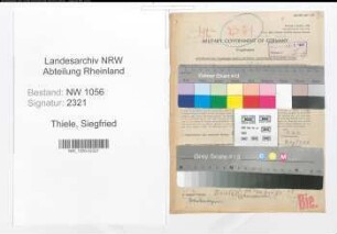 Entnazifizierung Siegfried Thiele , geb. 24.04.1911 (Geologe)