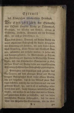 Extract des Königlichen Allerhöchsten Privilegii.