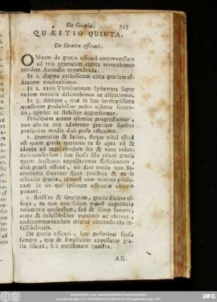 Quaestio Quinta. De Gratia efficaci.