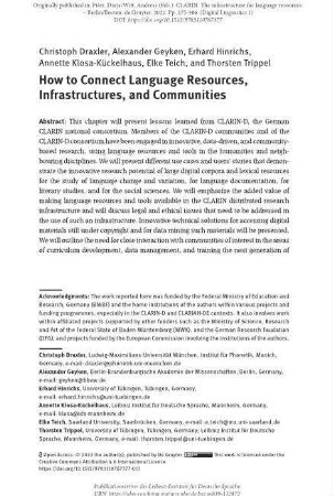 How to connect language resources, infrastructures, and communities