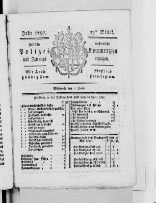 23tes Stück, Ausgabe vom 7. Juni 1797