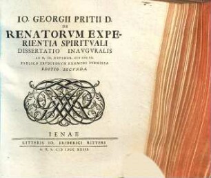 De renatorum experientia spirituali dissertatio inauguralis
